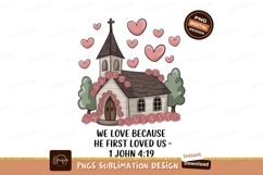 Cute Church With Hearts And Roses Design Product Image 1