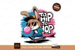 Bunny Hip Hop Skateboard Sublimation Png Product Image 1