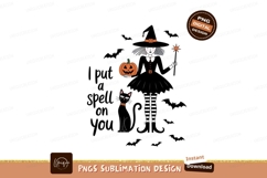 Whimsical Witch Cat Halloween Sublimation Png Product Image 1