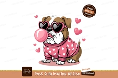 Cute Bulldog Valentine Sublimation Png Vector Product Image 1