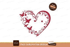 Red Heart Butterflies Swirls Sublimation Png Product Image 1