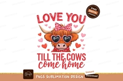 Highland Cow Valentine Love Sublimation Png Product Image 1