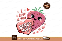 Cute Strawberry Hugging Heart Cartoon Illustration Product Image 1