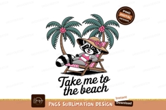 Raccoon Vacationing On Beach Sublimation Png Image Product Image 1