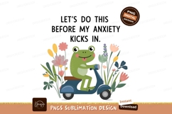 Frog Rides Scooter Floral Graphic Art Product Image 1