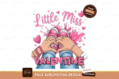 Little Miss Valentine Pink Sneakers Sublimation Png Product Image 1