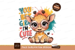 Cartoon Giraffe With Glasses Sublimation Png Product Image 1