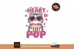 Cute Cat Popcorn Valentine Digital Artwork Product Image 1