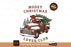 Highland Cow Christmas Truck Sublimation Design Product Image 1