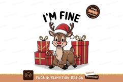 Cartoon Deer With Gifts Sublimation Png Product Image 1