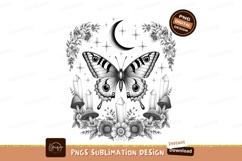 Mystical Butterfly Crystal And Floral Illustration Product Image 1