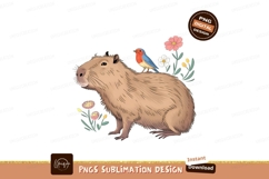 Capybara With Bird And Flowers Illustration Product Image 1