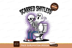 Skeleton On Toilet With Ghost Funny Product Image 1