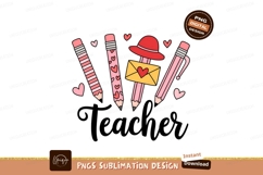 Valentine Teacher Appreciation With Pencils And Hearts Product Image 1