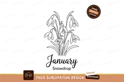 January Snowdrop Floral Line Art Design Product Image 1