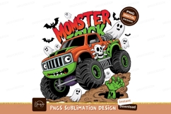 Cartoon Halloween Monster Truck Spooky Scene Product Image 1
