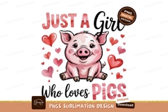 Watercolor Pig Surrounded By Hearts Design Product Image 1