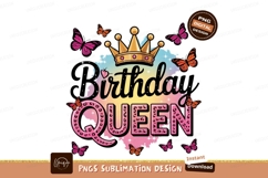 Birthday Queen Design Sublimation Butterflies Crown Product Image 1