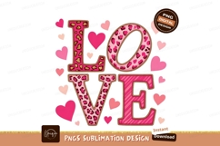 Love Text With Hearts Sublimation Png Product Image 1