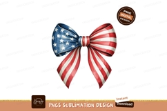 Patriotic Watercolor Bow American Flag Isolated Product Image 1