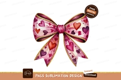 Watercolor Pink Heart Ribbon Bow Illustration Product Image 1