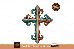 Ornate Floral Cross Vintage Sublimation Png Product Image 1