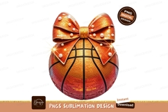Sequin Basketball Ball With Bow Sublimation Png Product Image 1