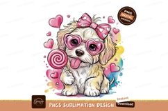 Watercolor Puppy With Hearts And Lollipop Product Image 1
