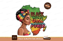 Black Girl Power Africa Continent Sublimation Png Product Image 1