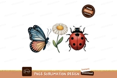 Butterfly Ladybug Daisy Floral Sublimation Png Design Product Image 1