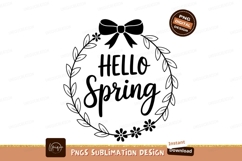Hello Spring Floral Wreath Sublimation Png Product Image 1