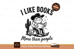 Frog Cowboy Reading Books Sublimation Png Product Image 1