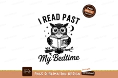 Owl Reads Past Bedtime Sublimation Png Product Image 1