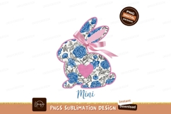 Floral Easter Bunny Pink Ribbon Sublimation Png Product Image 1