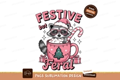 Festive Feral Raccoon Christmas Mug Design Product Image 1