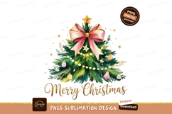 Watercolor Christmas Tree With Ribbon Decoration Product Image 1
