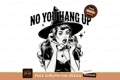 Witch On Phone Black And White Product Image 2