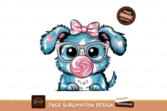 Cartoon Dog With Bubblegum Sublimation Png Product Image 1