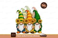 Colorful Gnomes Holding Sunflower Sublimation Png Product Image 1