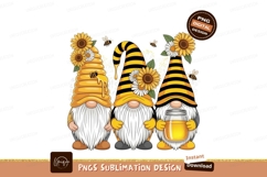 Honey Bee Gnomes Sunflowers Sublimation Png Product Image 1