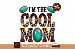 Cool Mom Leopard Turquoise Sublimation Design Product Image 1