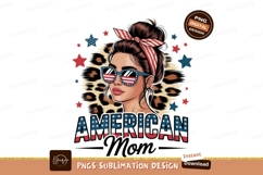 American Mom Messy Bun Sublimation Png Product Image 1