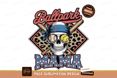 Ballpark Mama Skull Sublimation Png Design Product Image 1