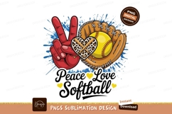 Peace Love Softball Sublimation Png Product Image 1