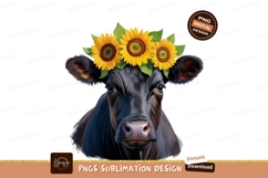 Cow With Sunflower Crown Art Product Image 1