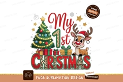First Christmas Reindeer Sublimation Png Product Image 1