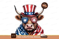 Patriotic Bull Illustration Usa Flag Product Image 1