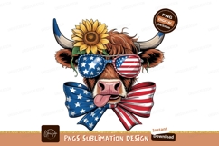 Patriotic Cow American Flag Sublimation Product Image 1