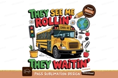 School Bus Cartoon Sublimation Png Product Image 1