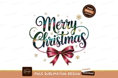 Watercolor Merry Christmas Text With Bow Product Image 1